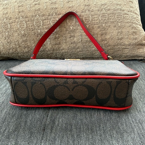 Coach Signature Brown and Red Two Way Wristlet/Handbag - Picture 7 of 14